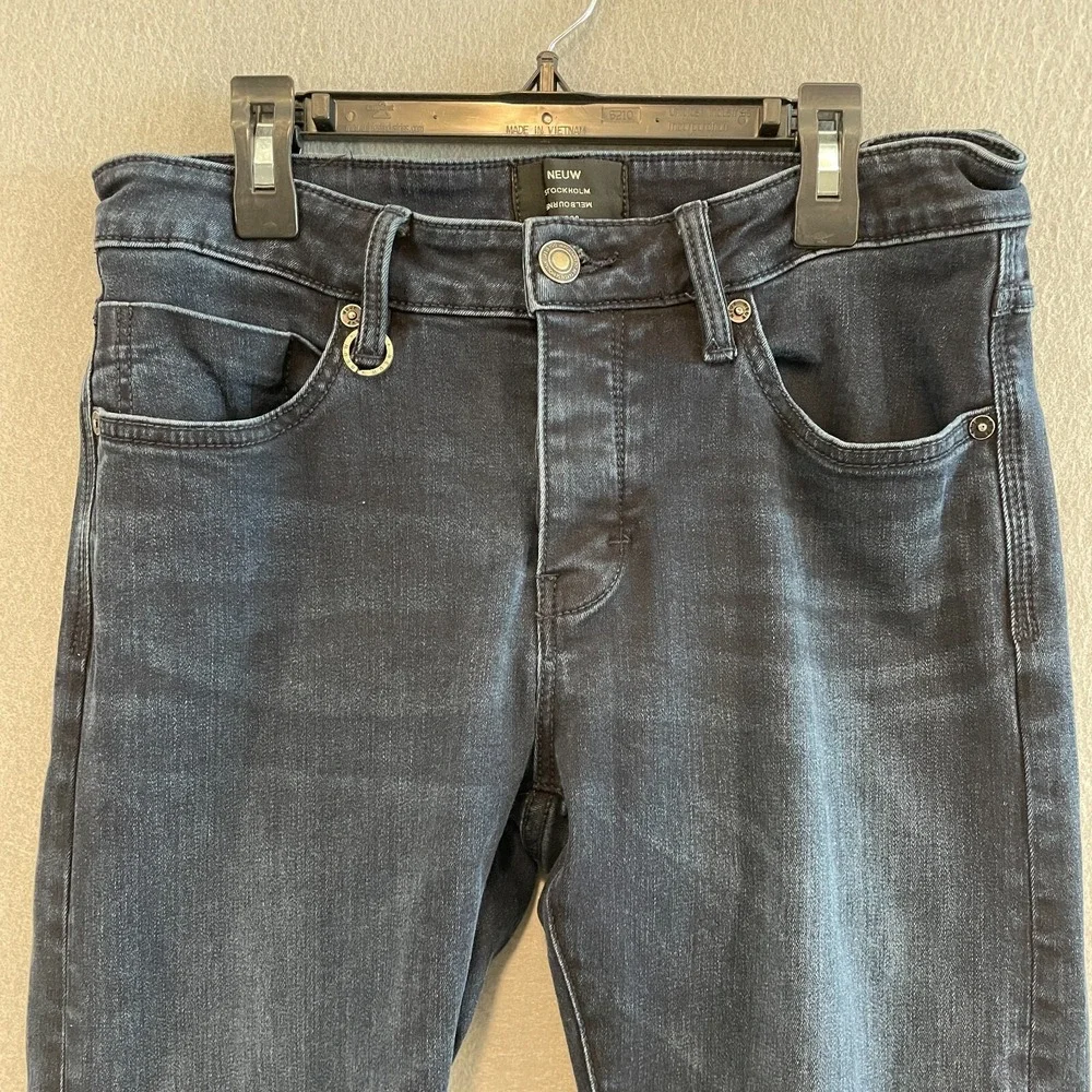 Neuw Iggy Skinny Mens Jeans Dark‎ Wash Blue Denim Size 30x32 Button Fly
